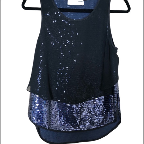 Amanda Uprichard Sapphire blue/navy sequined Top S - Picture 2 of 10